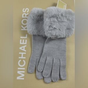 Michael Kors Gray Fur-Trimmed Gloves